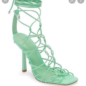 Schutz Lace Up Green Shoes Heels Sandals Size 7B